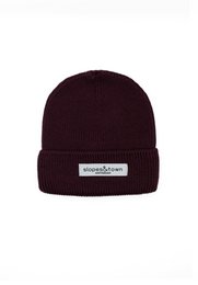 Burgundy merino wool beanie for kids, available in sizes for 1-5 years old and 6 years and older.