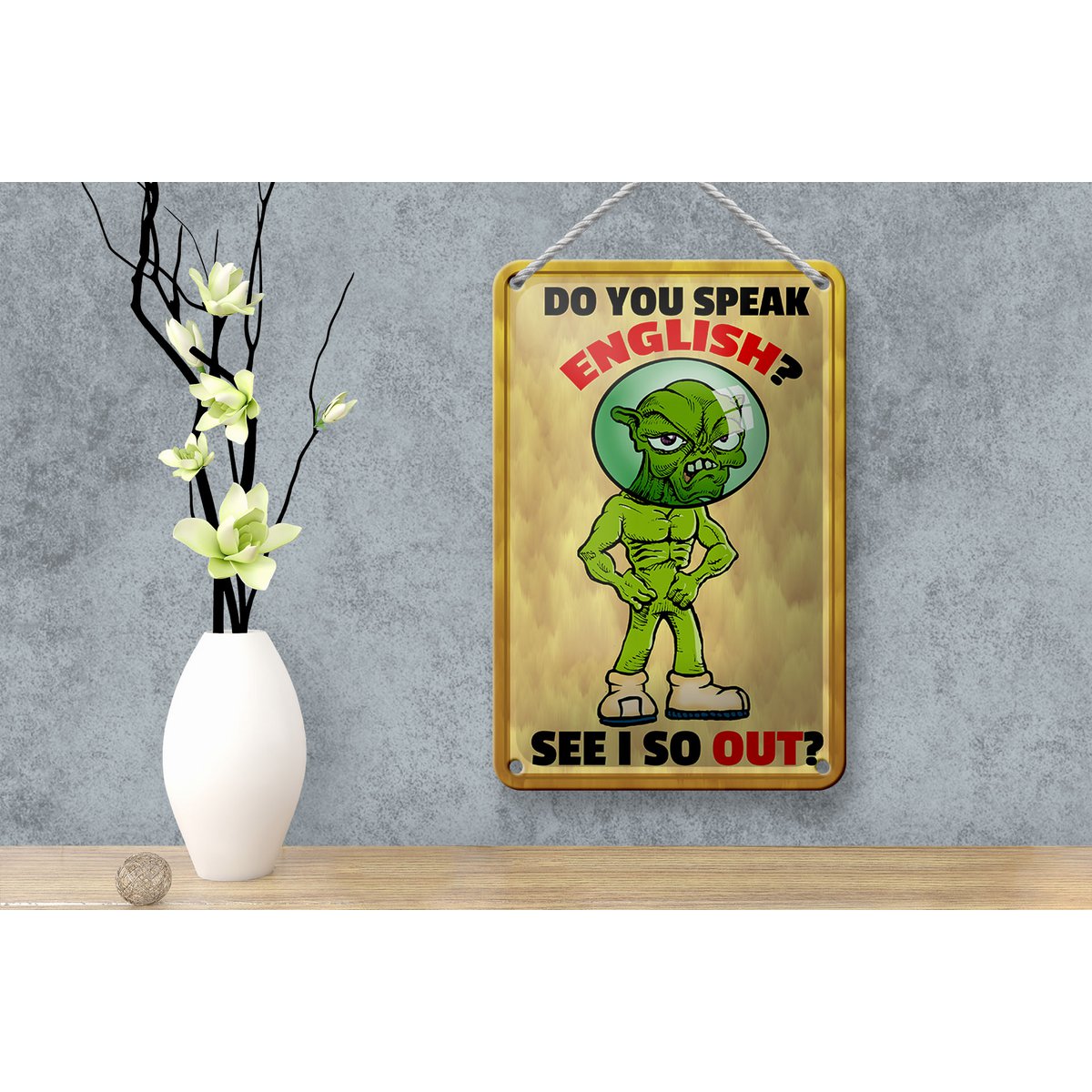 Blechschild Spruch 12x18cm Do you speak english See i so out Schild