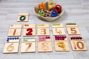 Cosy Educational Toy Feltball Number Bin Set - 11 pieces