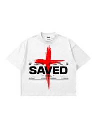 T-shirt Bianca Boxy Fit "Saved" 200gsm Made in Italy | Horda Brand
