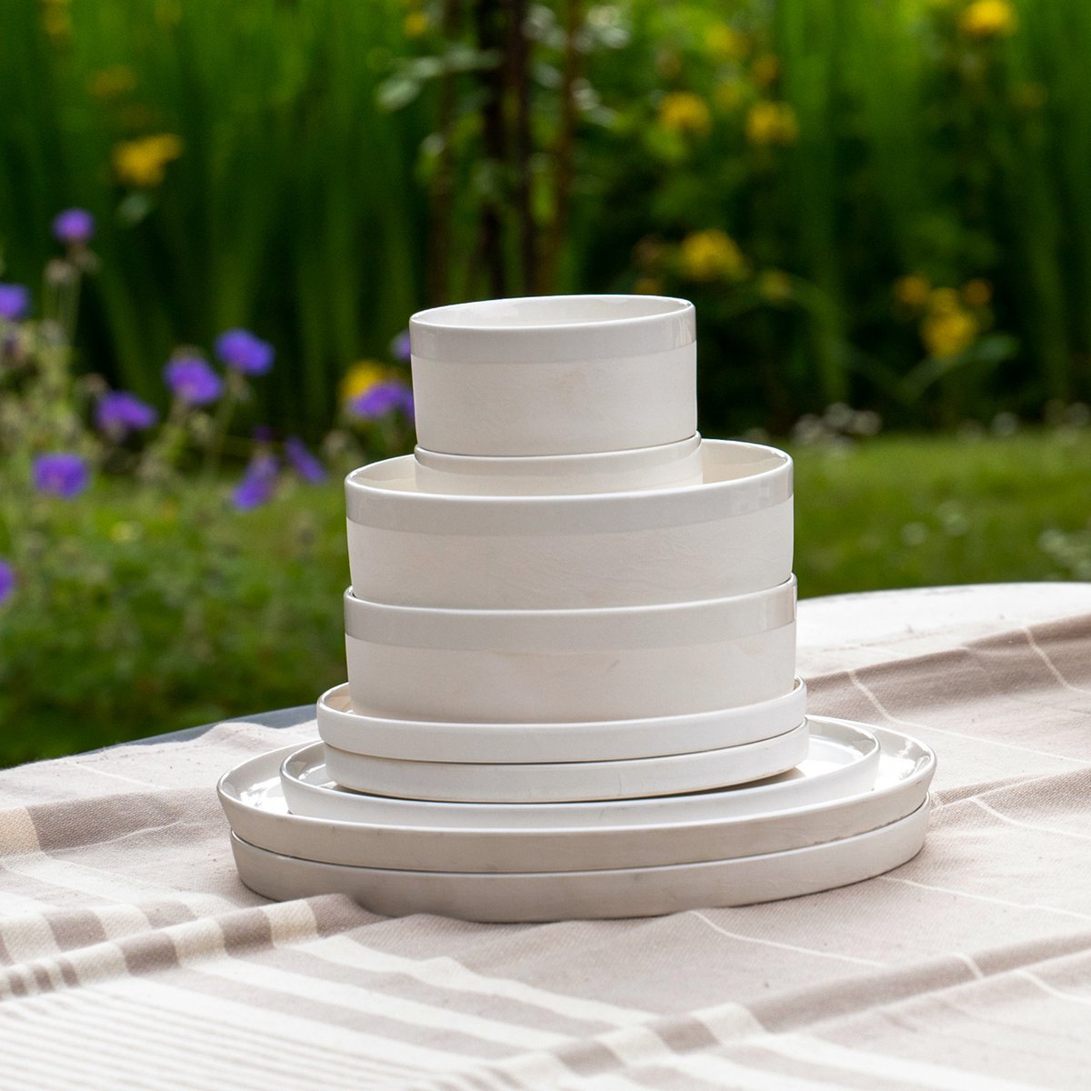 Bowl Cyl S cer mat w.band white 10,5x5cm