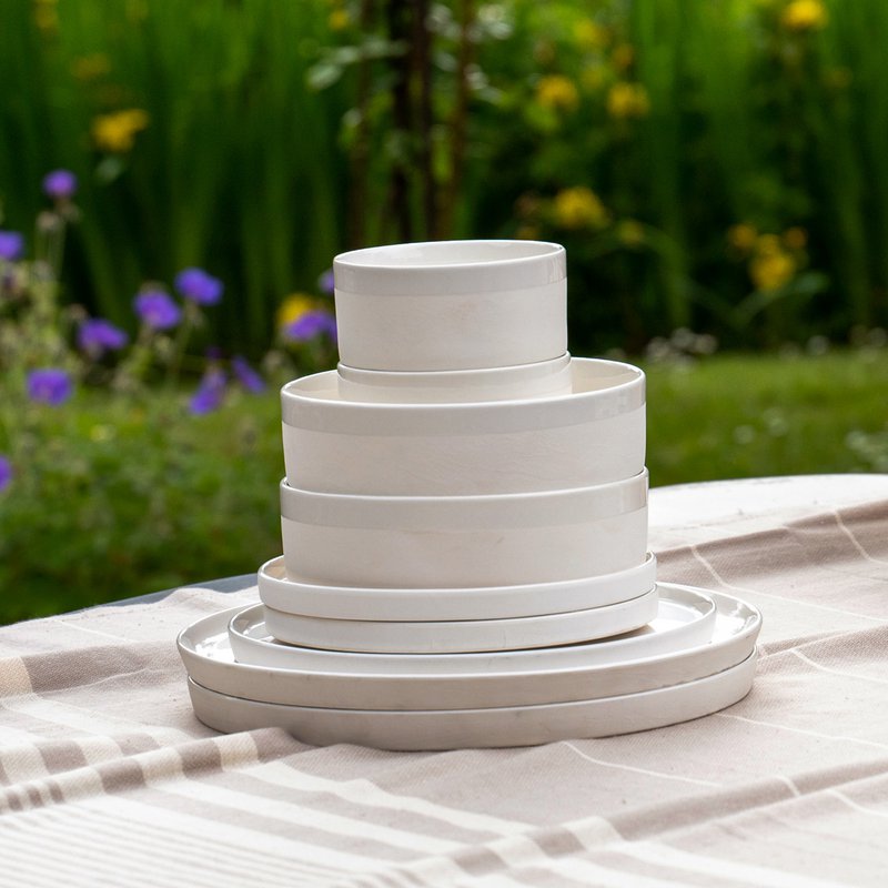 Bowl Cyl S cer mat w.band white 10,5x5cm