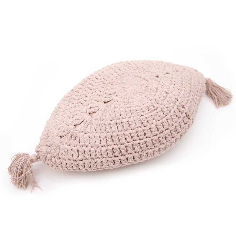 Cojín bohemio de ganchillo PLUME ROSE NUDE