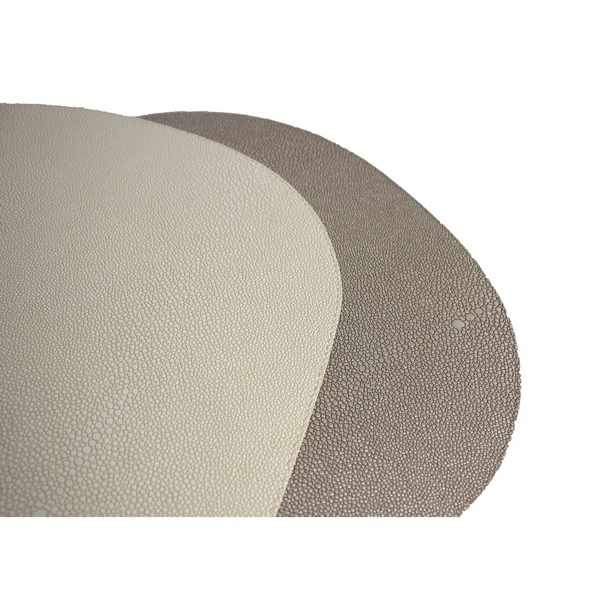 Tischset 6-er Set oval Kunstleder Rochenhaut creme beige zweifarbig