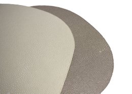 Tischset 6-er Set oval Kunstleder Rochenhaut creme beige zweifarbig