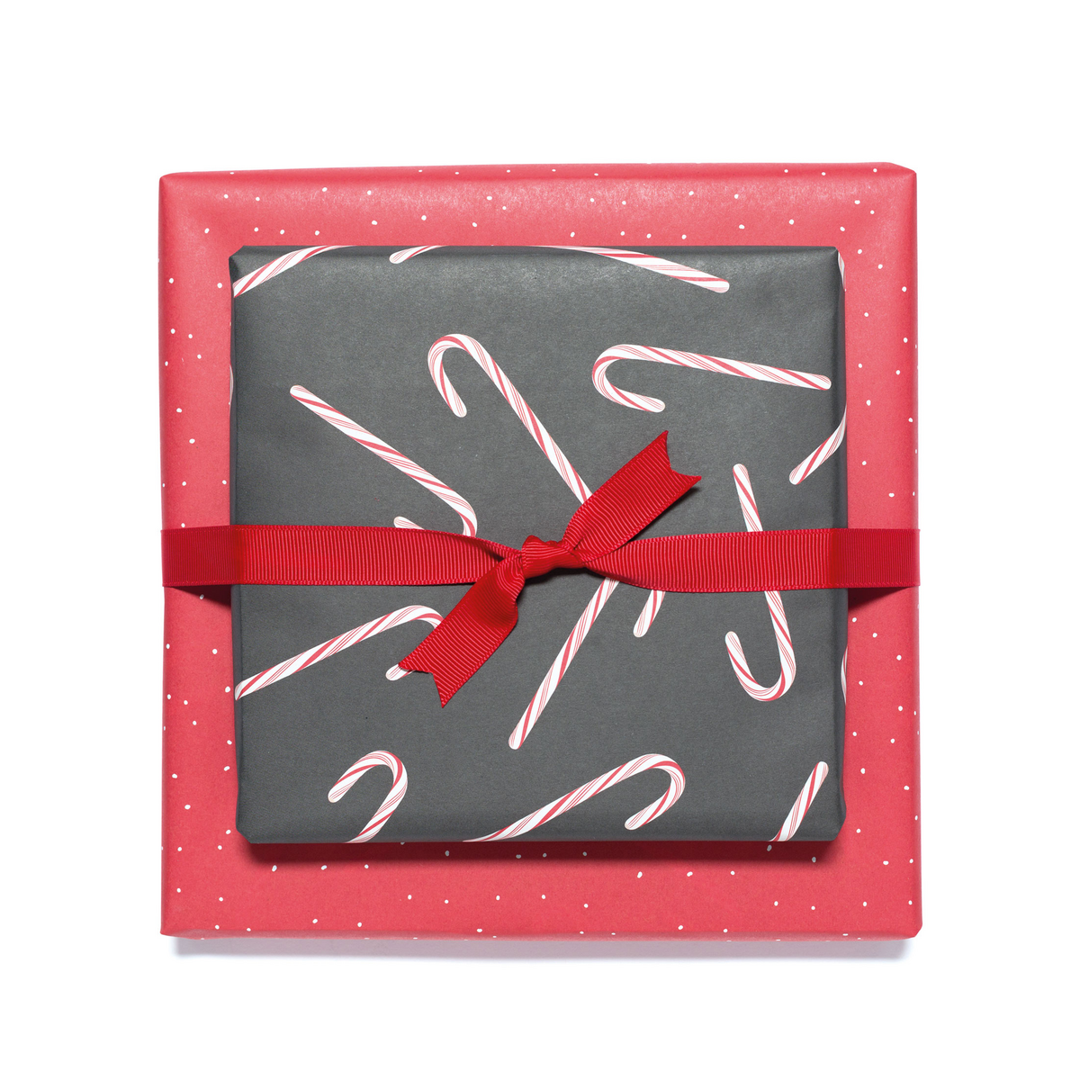 Duurzaam kerstcadeaupapier grijs en rood, rood inpakpapier "Ilex" - dubbelzijdig inpakpapier gemaakt van 100% gerecycled papier