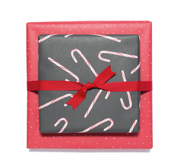 Duurzaam kerstcadeaupapier grijs en rood, rood inpakpapier "Ilex" - dubbelzijdig inpakpapier gemaakt van 100% gerecycled papier