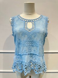 Camiseta sin mangas de encaje bordado - 100% - Made in ITALY