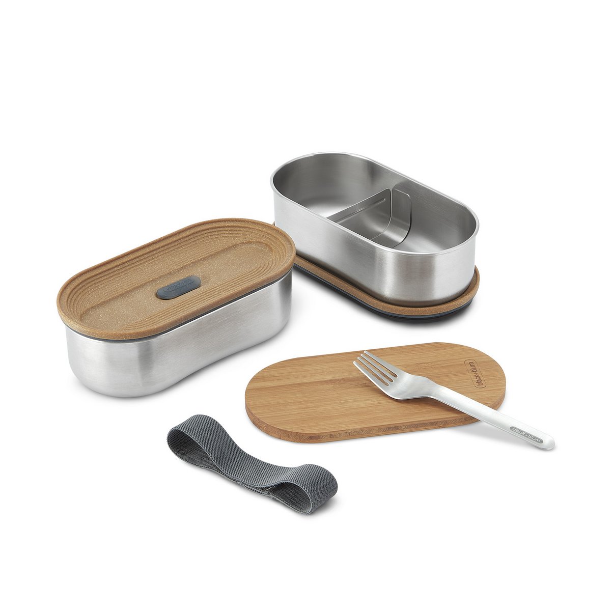 NERO + BLUM Portapranzo Bento Inox | Emillabile | 2x500ml | Gris