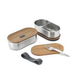NERO + BLUM Portapranzo Bento Inox | Emillabile | 2x500ml | Gris