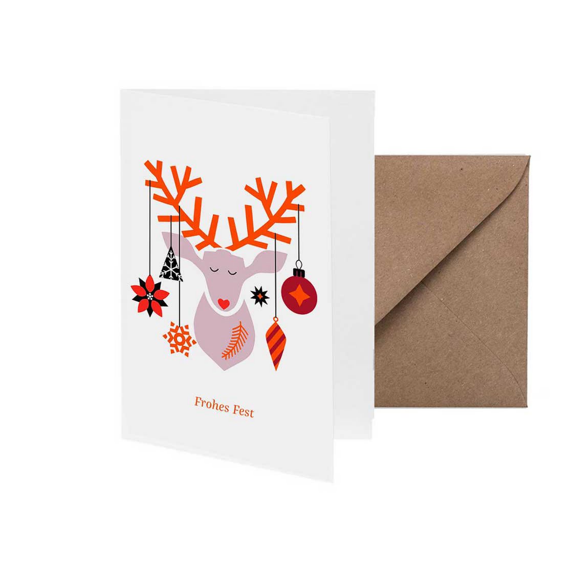 Biglietto pieghevole Happy Holidays cervo