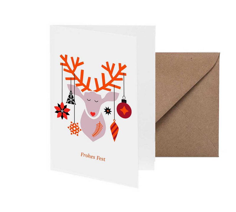 Folding card Happy Holidays deer