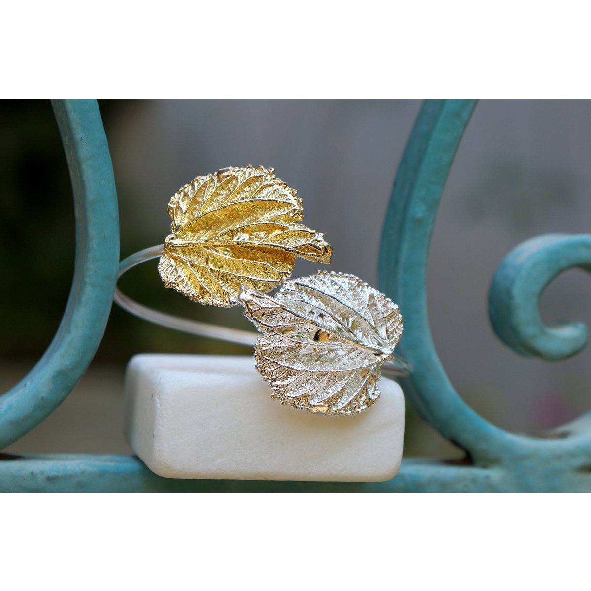 Mulberry Leaf zilveren armband, verstelbaar gerecycled sterling (handgemaakt)
