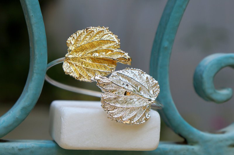 Mulberry Leaf zilveren armband, verstelbaar gerecycled sterling (handgemaakt)