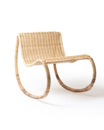 Rocking chair en rotin naturel Kukup, fait main avec finition naturelle, hauteur 80 cm longueur 66 cm profondeur 102 cm, origine Indonésie