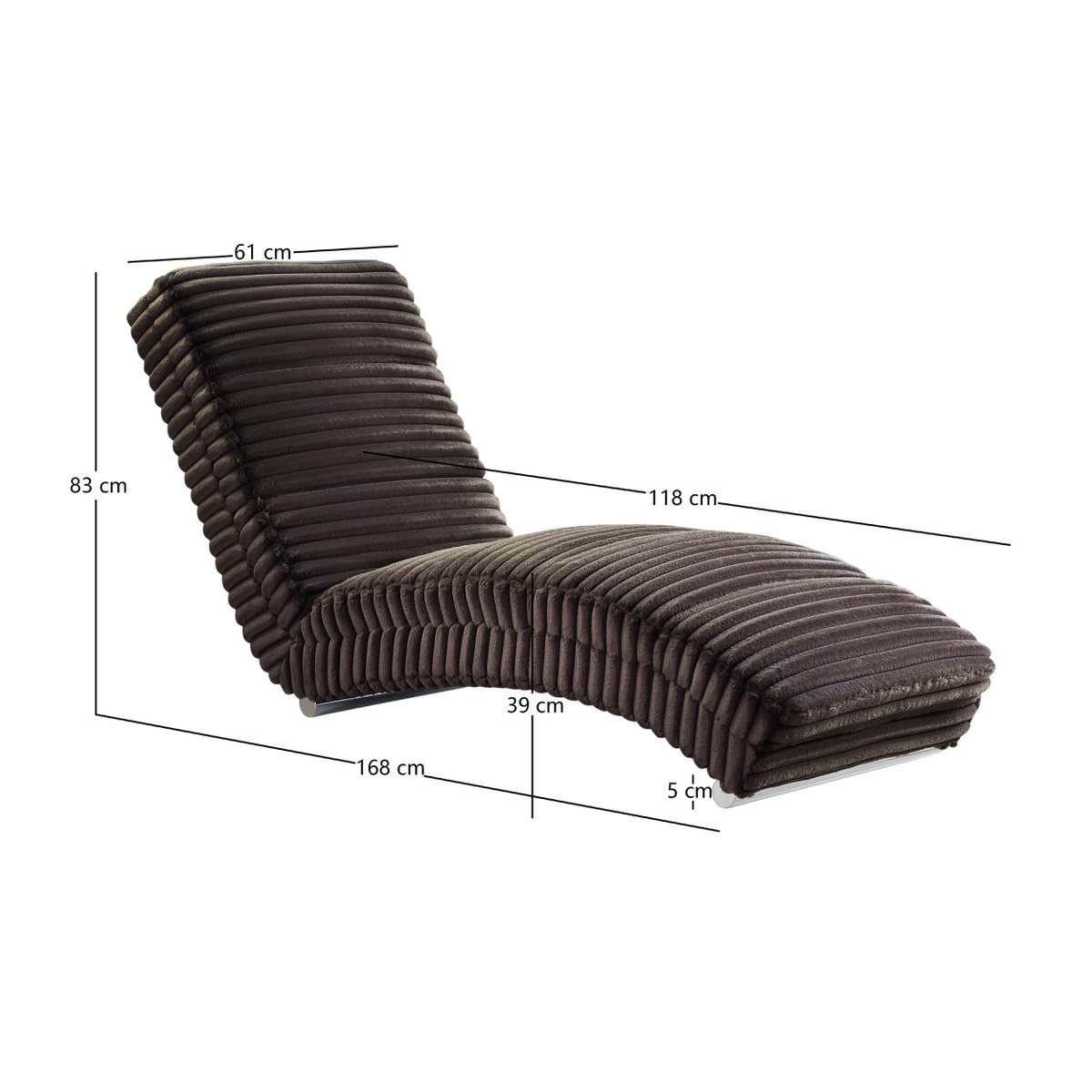 Chaiselongue Plüsch-Cord Schwarz