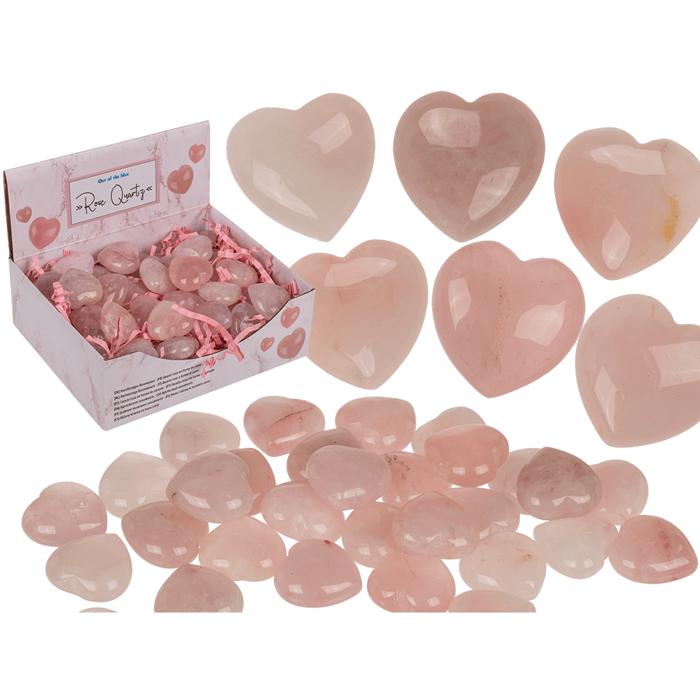 Heart shaped rose quartz,