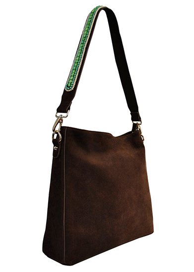 BOHO IBIZA BAG - Tracolla Menta Avorio (70cm) + Borsa Scamosciata (Cacao)