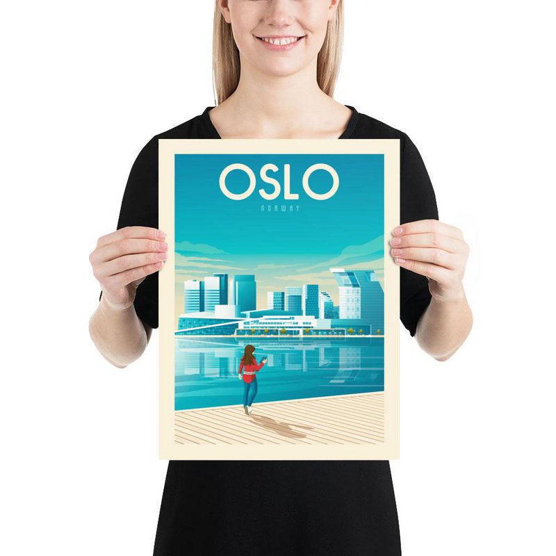 Vintage Oslo Poster | Premium Poster Stadt Oslo Norwegen