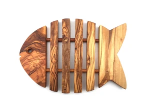 Fish shaped coaster Trivet made of olive wood