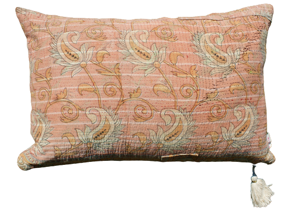 Funda de cojín Vintage Kantha 50x70 cm naranja pastel