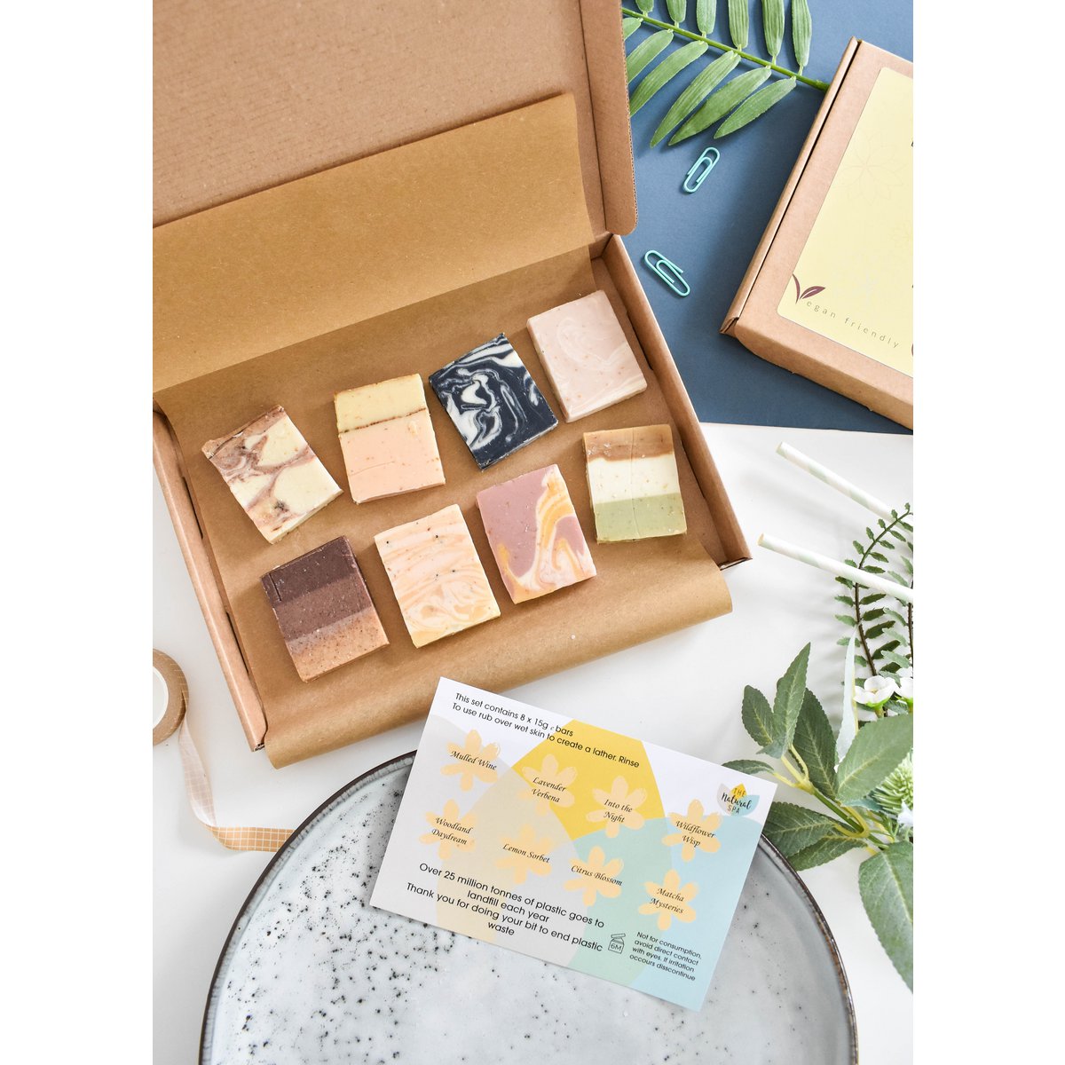 Soap Sampler Gift Set | 8 x 25g Mini Travel Soaps | Natural Handcrafted Letterbox Gift | Vegan, Plastic-Free Skincare