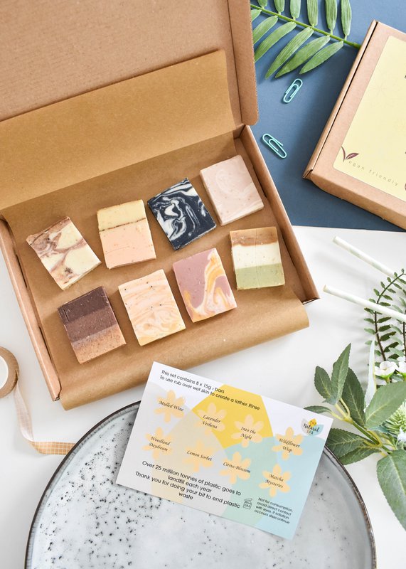 Soap Sampler Gift Set | 8 x 25g Mini Travel Soaps | Natural Handcrafted Letterbox Gift | Vegan, Plastic-Free Skincare