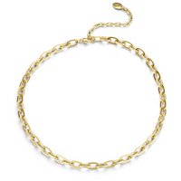 CO88 8CN-26206 Stalen Schakel Ketting - Charms Collection - Dames - Ovalen Schakels - 40 + 7 cm - Goudkleurig