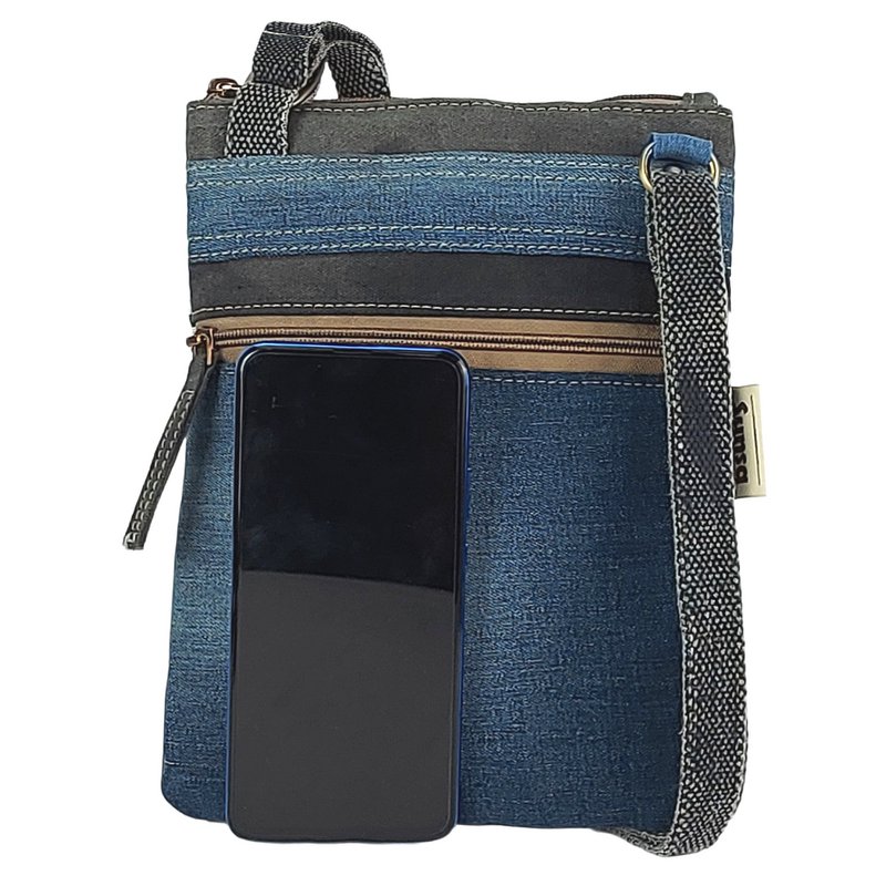Bolso bandolera pequeño de mujer Sunsa sostenible. Bolso de hombro vegano hecho de lona y jeans reciclados. Bolso estilo retro vintage. Bolso bandolera para mujer.