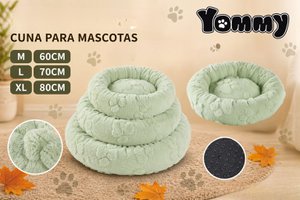 Yommy rond pluche konijnenbont hondenbed met schattige pootafdruk, antislip onderkant winter warm donut kattenbed voor kleine middelgrote grote huisdieren, 3 maten en 4 kleuren beschikbaar