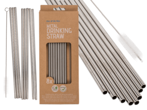 Metal drinking straw with cleaning brush,
