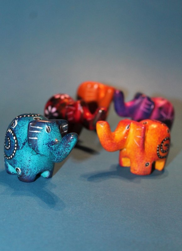 410 Elephant colorful medium - soapstone