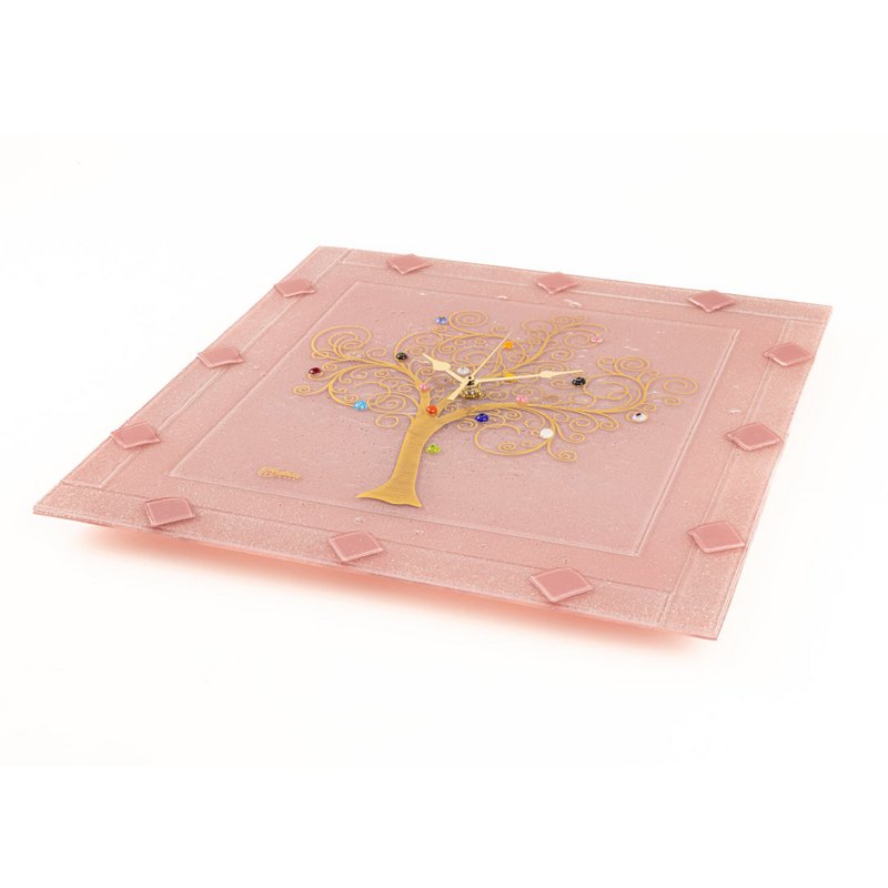 Square wall watch in Murano glass, favor gift idea, golden gold decoration