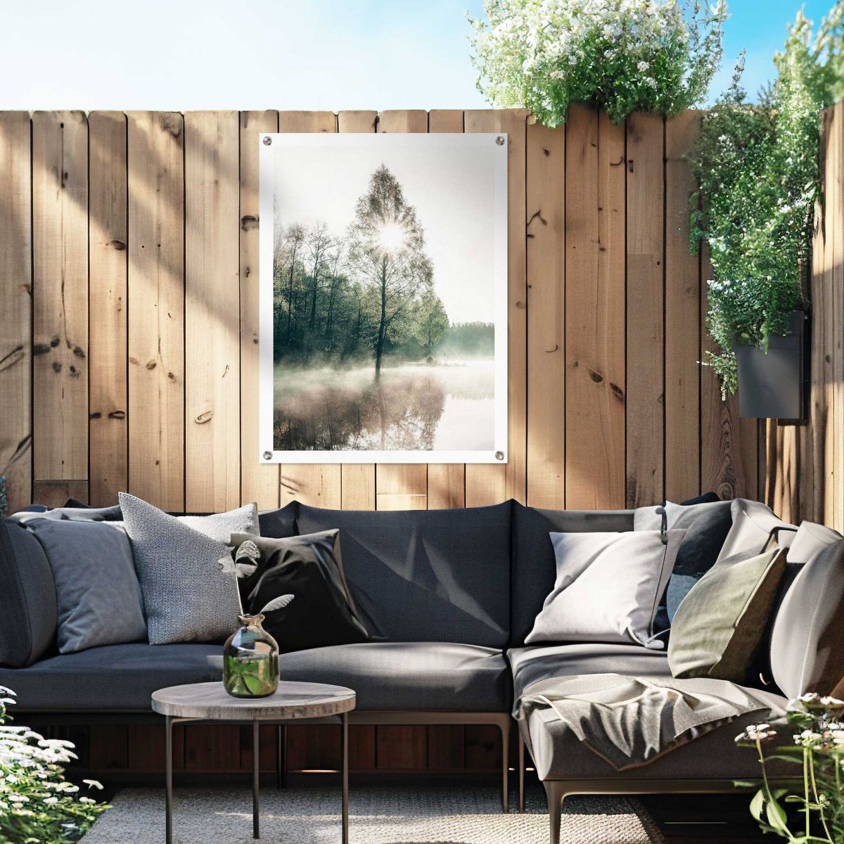 Gartendeko Gartenposter Sonne durch die Bäume 80x60