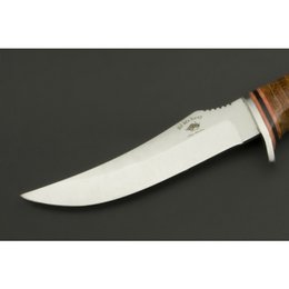 ED MAHONY Taiga Hunter jachtmes met handvat gemaakt van lederen strips, 440C