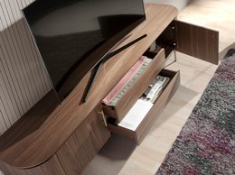 TV cabinet in walnut wood and gold steel 3227