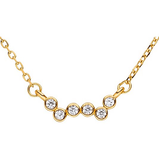 Ketting met hanger 6 zirkonia samengevoegd 925 zilver-goud