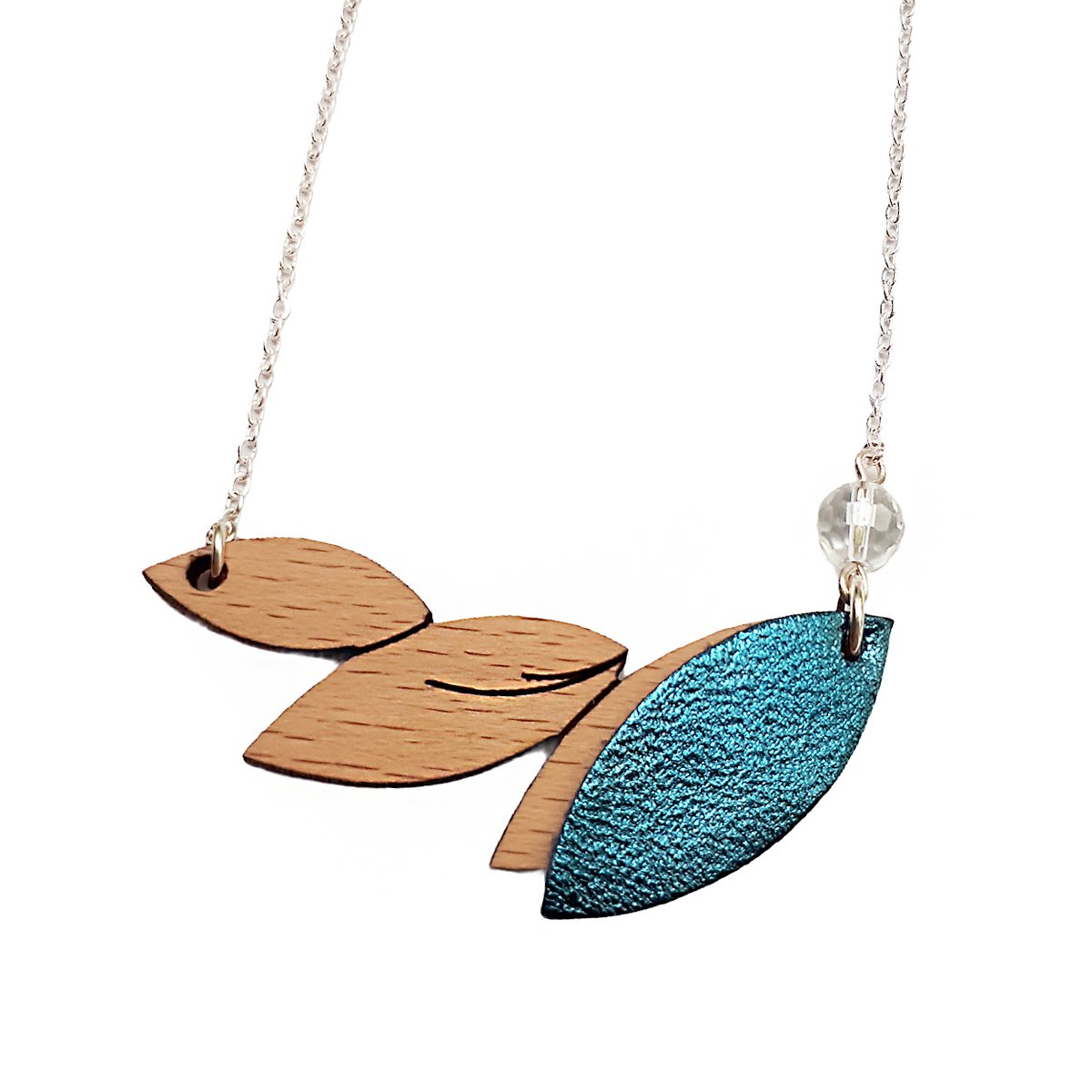 Petrol blue PLUME necklace