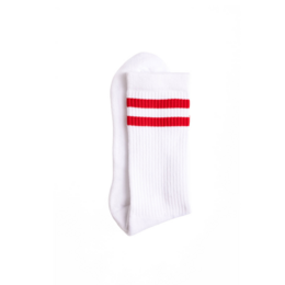 Sportsocken - Doppelstreifen weiß/rot