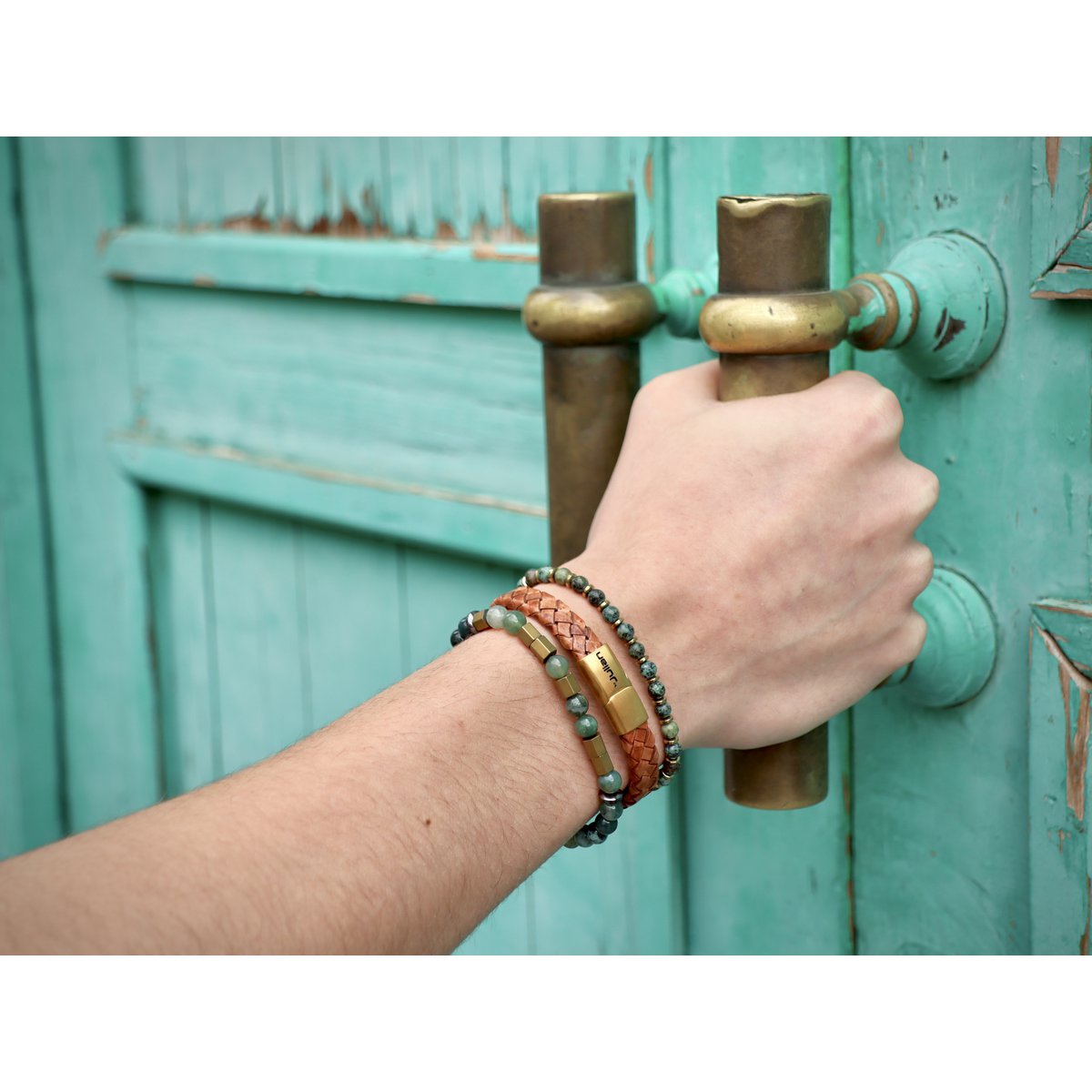 Morse code armband Papa grey agaat