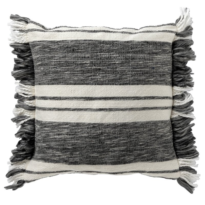 Dutch Decor EDGAR - Cushion 45x45 cm - 85% recycled polyester - Eco Line - Charcoal Gray - Anthracite, white