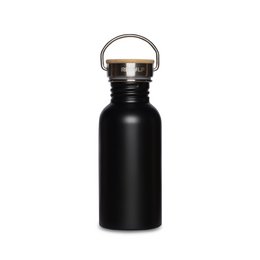 Rustfrit stål drikkeflaske bambus låg 500 ml stål SORT