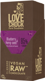 Cioccolato 85% con mirtilli e semi di canapa - Copia biologica, cruda, vegetale e sostenibile