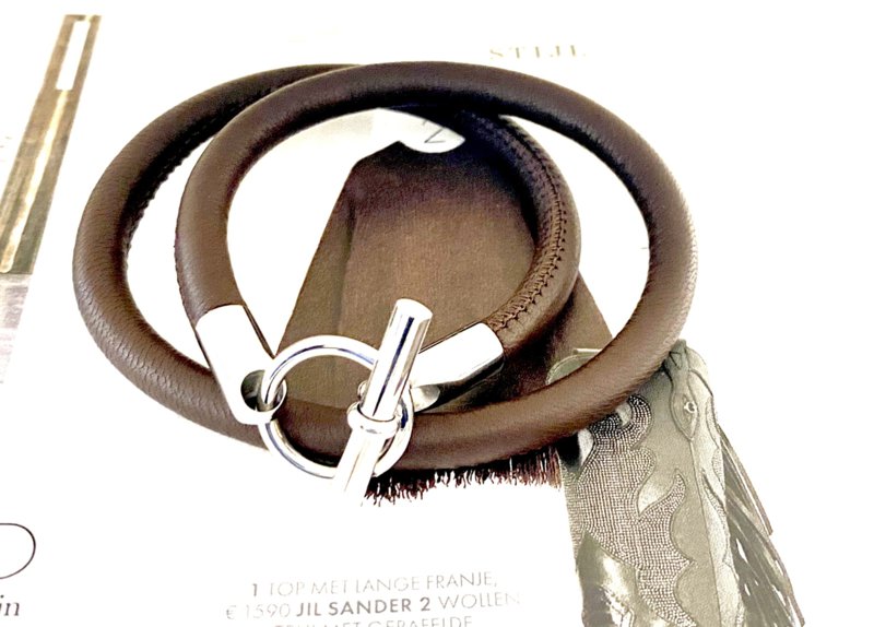 Armbånd læder hermes stil mørkebrun