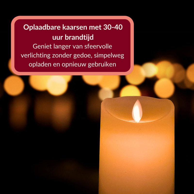 Rechargeable LED candles with moving flame - 3 pieces