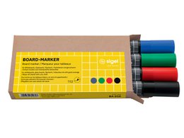 Marqueur pour tableau blanc Sigel 4 couleurs noir/bleu/rouge/vert