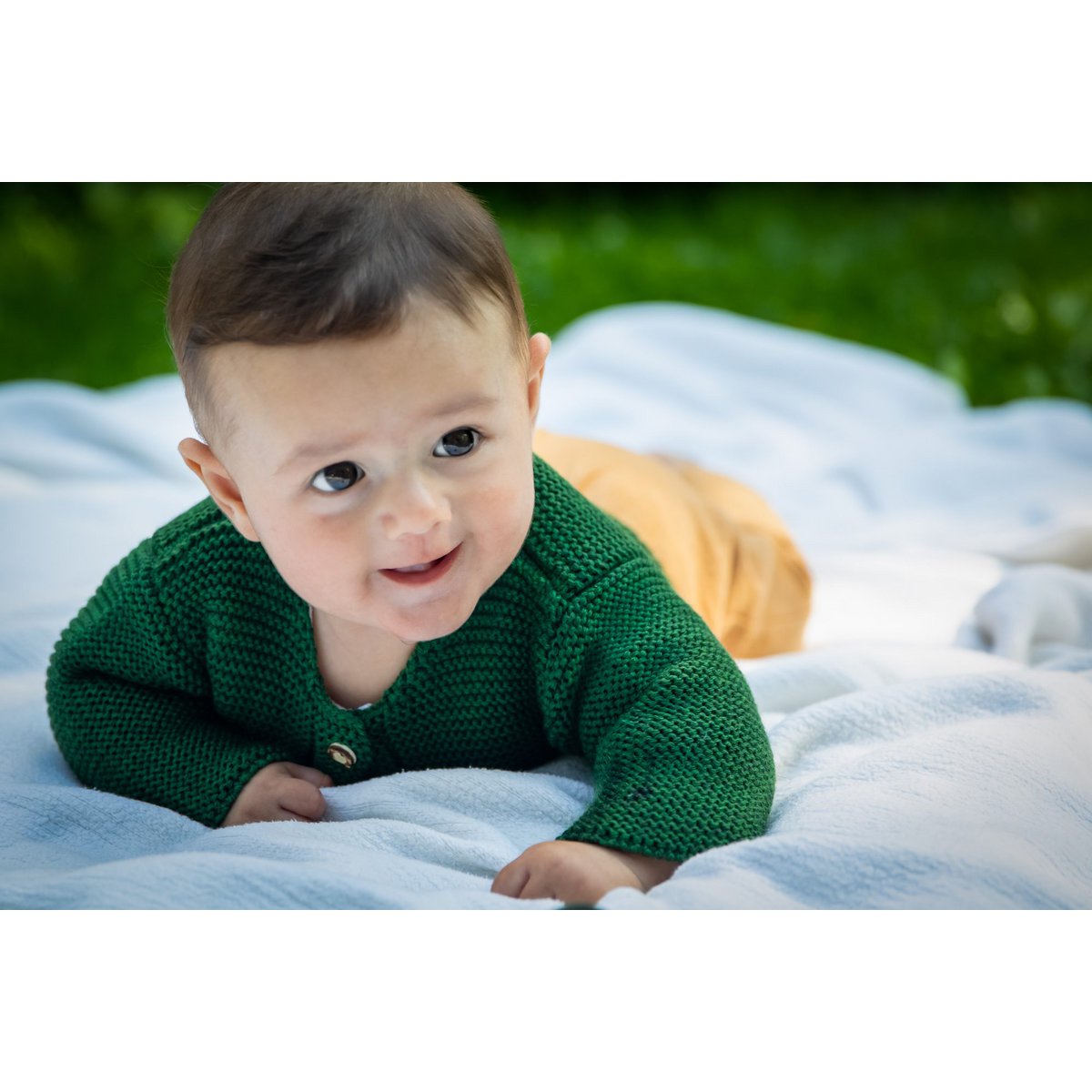 Cardigans for newborns and babies made from 100% finest merino wool - spruce - the perfect gift for a birth