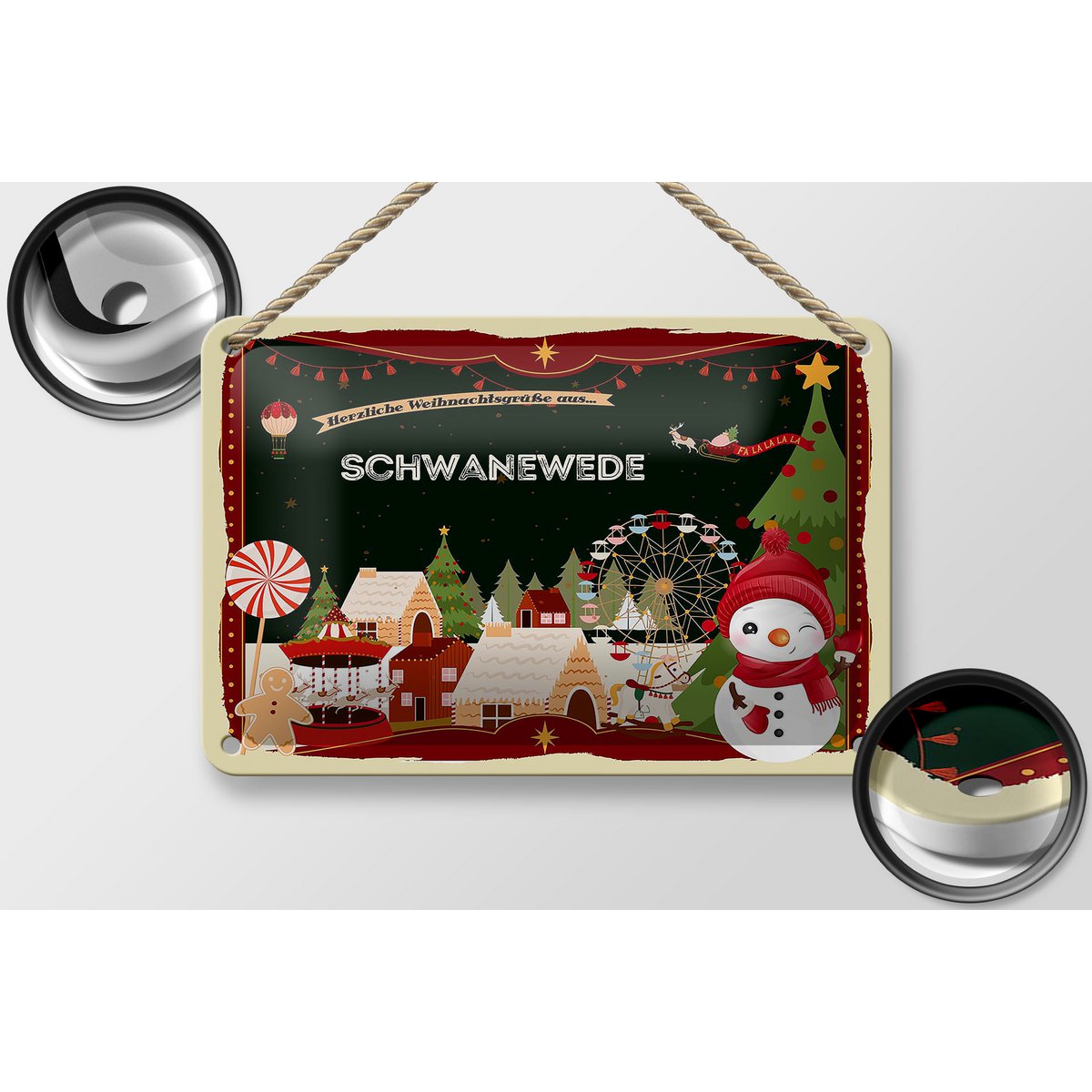 Targa in metallo auguri di Natale Decorazione regalo SCHWANEWEDE 18x12 cm