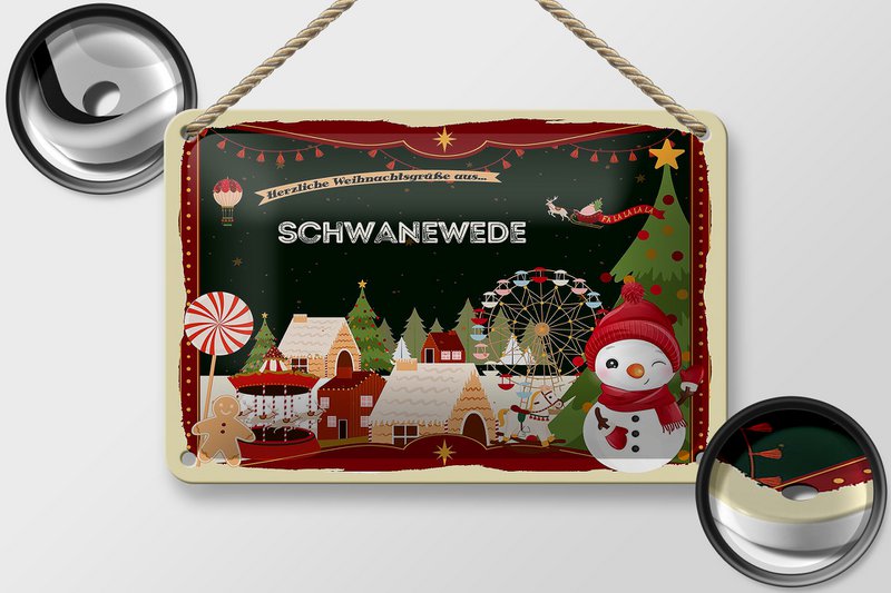 Targa in metallo auguri di Natale Decorazione regalo SCHWANEWEDE 18x12 cm