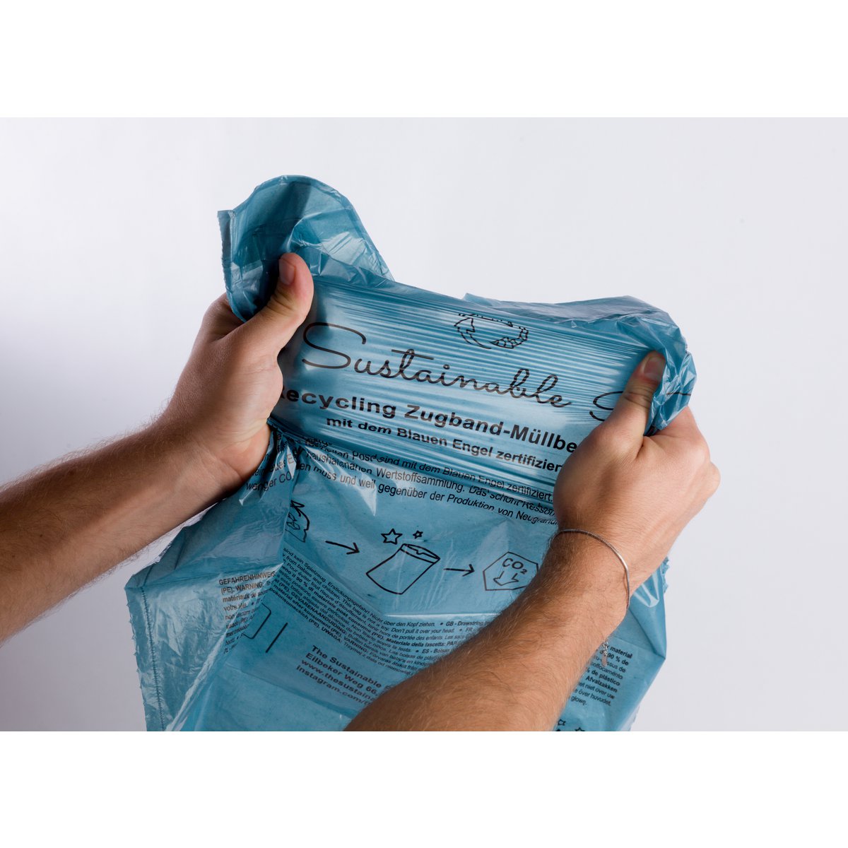 Recycelte Kordelzug-Müllsäcke 20l, Blauer Engel zertifiziert